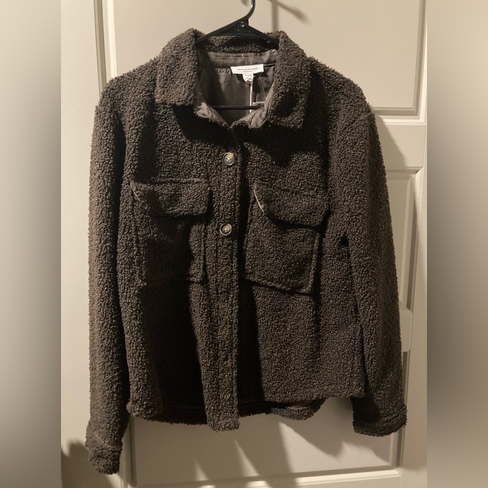 Beachlunchlounge Dark Brown Sherpa Shacket